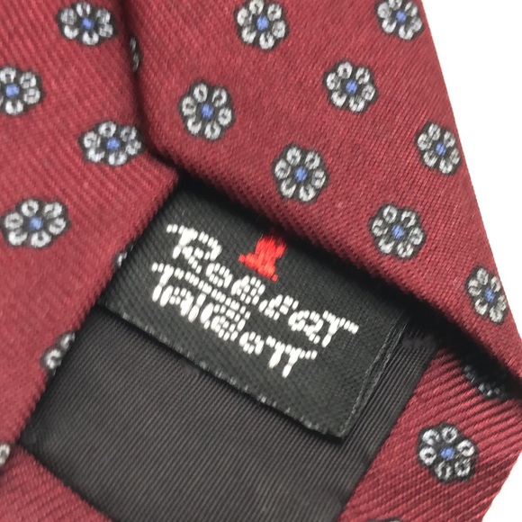 Brittany LTD English Silk Tie Floral Medallion Print Burgundy Background VTG - Picture 3 of 8